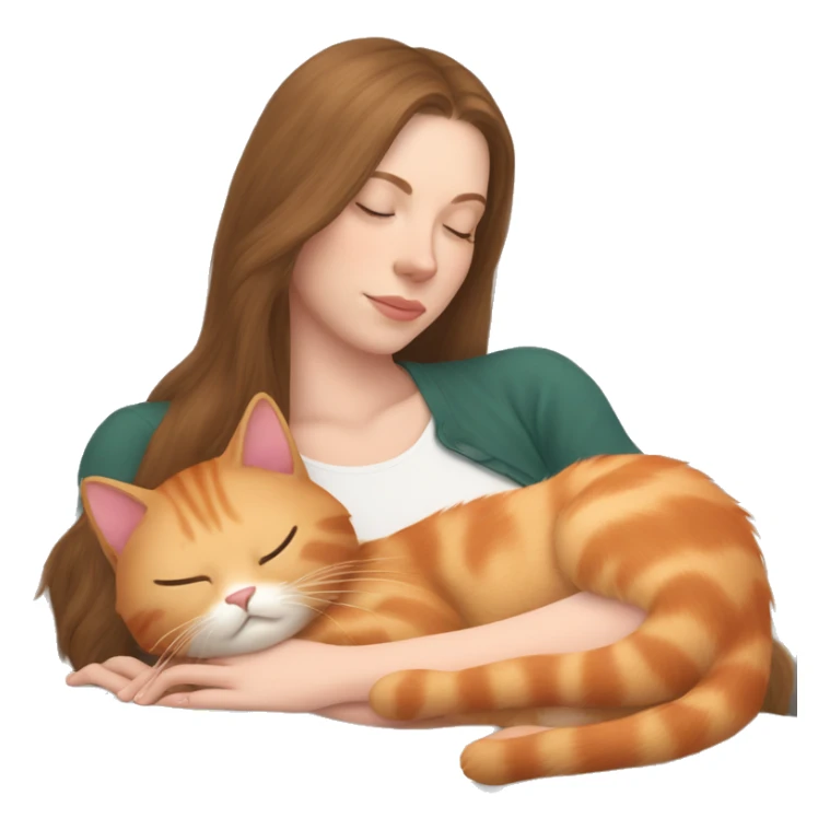 Light red kitty sleeping on light brunette white girl's lap sticker
