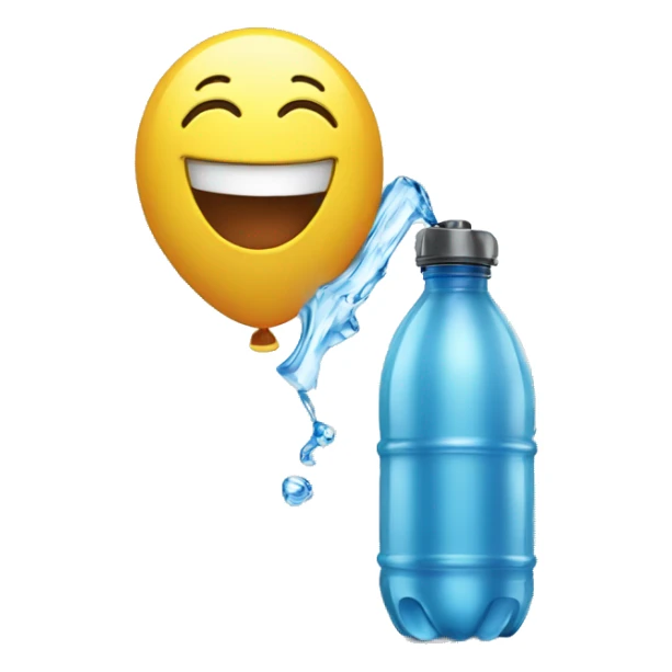 A baloon and a water bottle laughing sticker