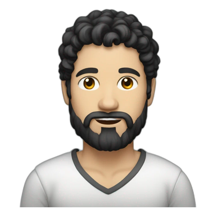 Man, white skin, short black hair, ((very long curly beard)), oblique view sticker