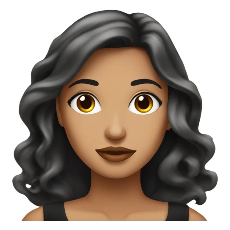 Mujer cabello largo negro hondulado ojos cafés labios rosas  sticker