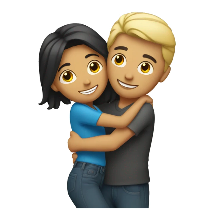 Blond man and hispanic woman hug each other sticker