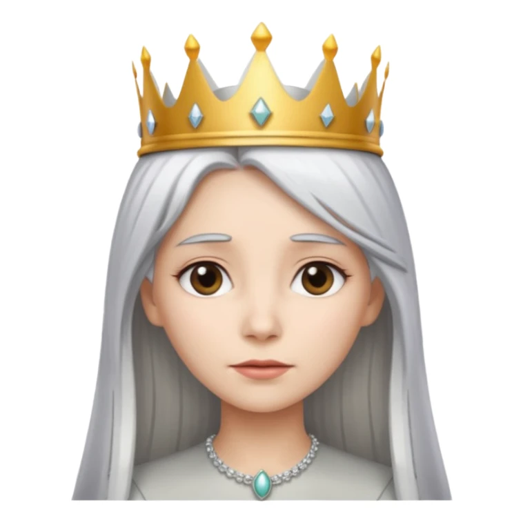 White silver straingt Long Haired Women, Queen with crown — soft expression sticker