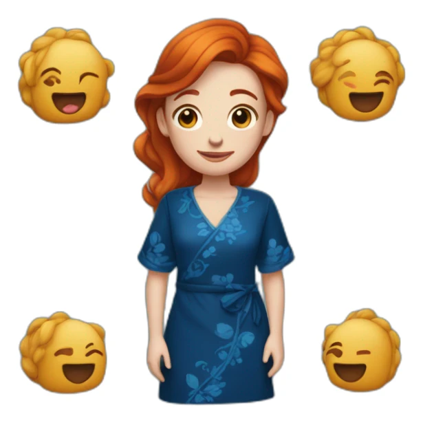 Une rousse tatouée dans une robe bleue foncé sticker