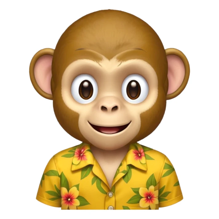 Monkey – cheeky grin, wearing yellow floral aloha shirt. sticker