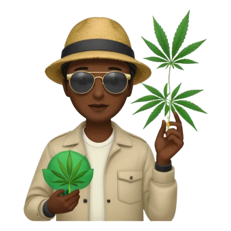gang dealer with cannabis on a hand sticker