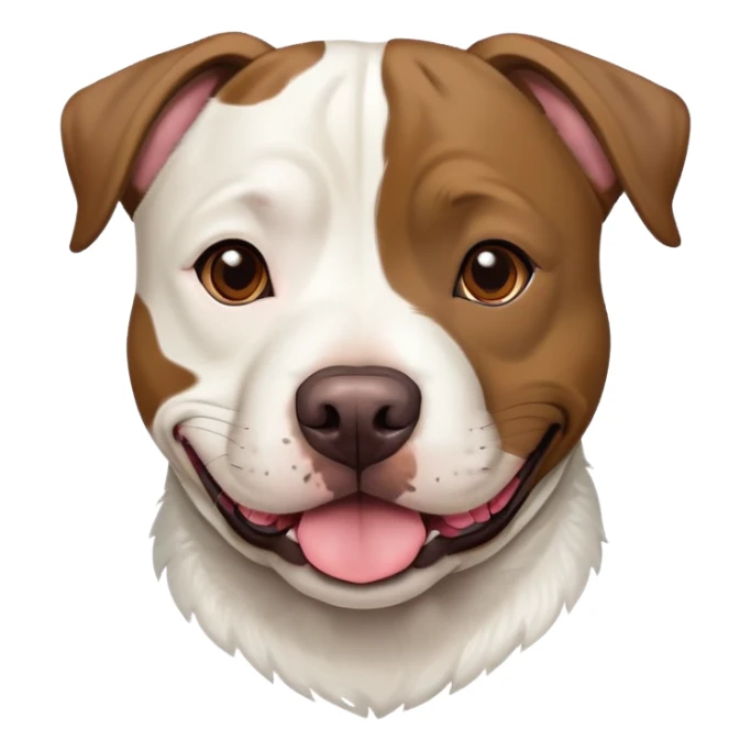 Pit bull/ Labrador mix dog with brindle fur and white fur under chin sticker