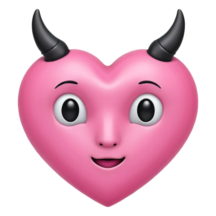 a plain pink heart with horns on it, no face sticker