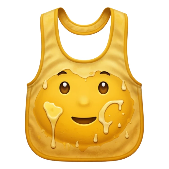 Yellow bib with food stains sticker