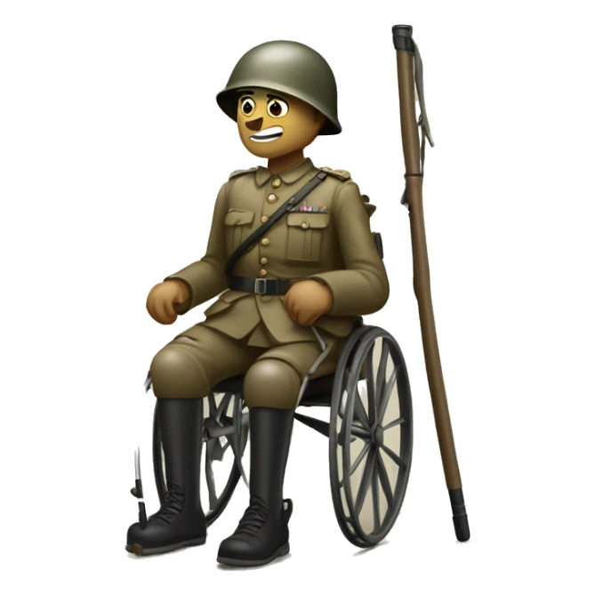 disabled ww1 soldie with amputation on crutches sticker