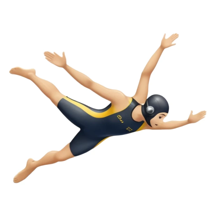 An icon showing a diver captured mid-air in a graceful pose above a pool, with a diving board behind and water below. Splash trails and motion lines emphasize precision and elegance. Transparent background highlights the beauty and focus of competitive diving. sticker