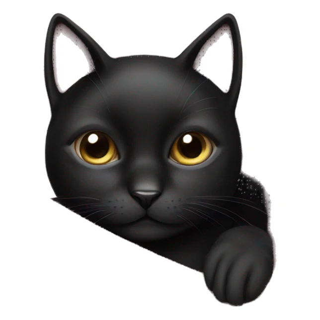 Black cat cozy in pink blanket with white dot sticker