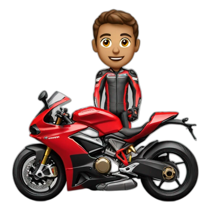 muscular biker on Ducati Corse sticker