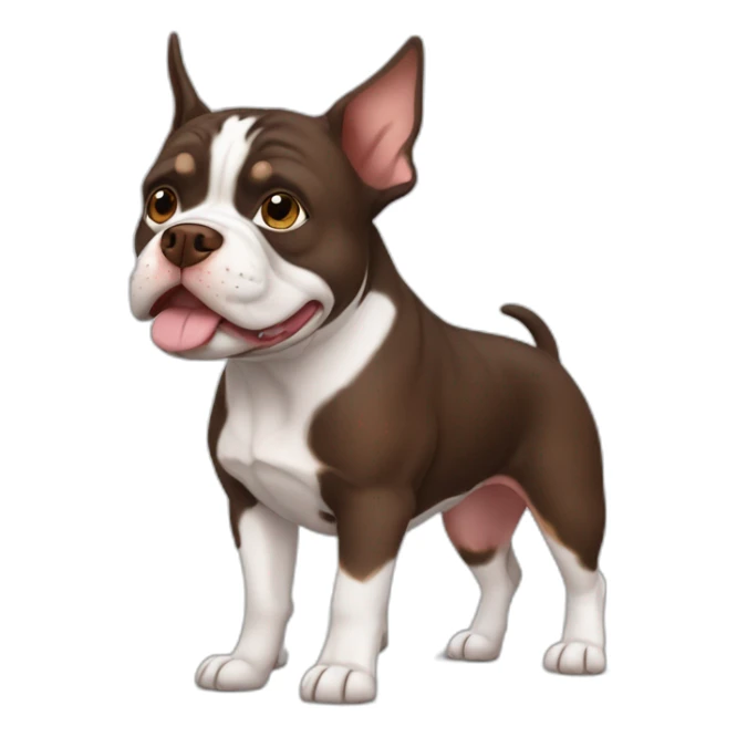 Tri chocolate american bully dog pointy ears sticker