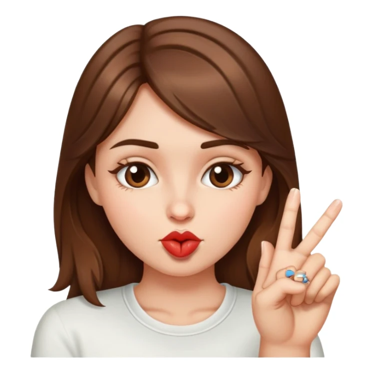brown haired girl portrait kissing her middle finger sticker