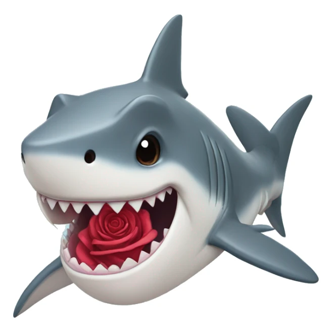 Flirty shark wwith rose inseits mouth sticker