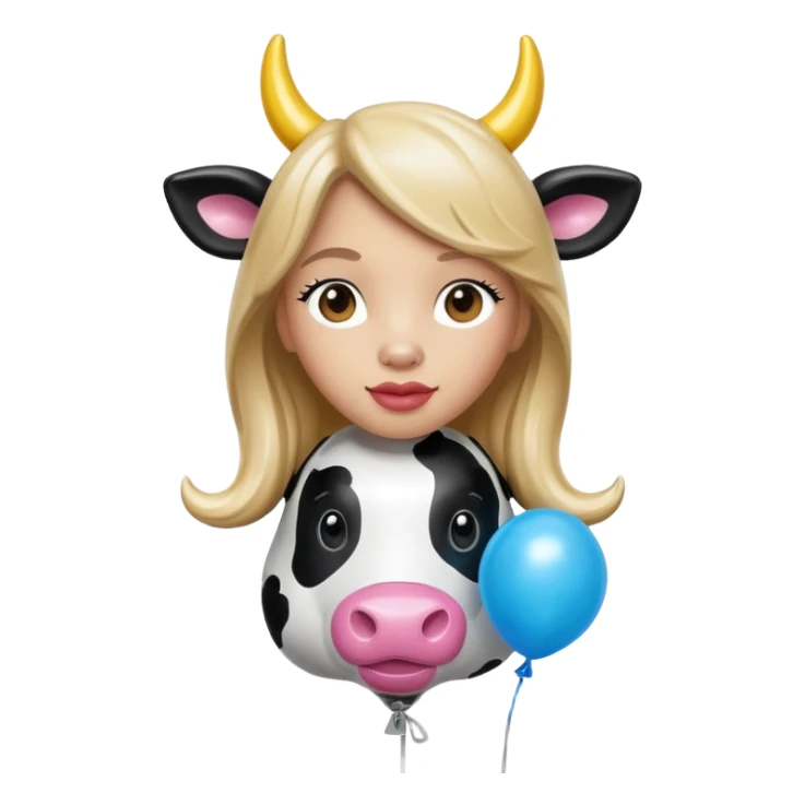   jeff koons style vinyl balloon girl cow sculpture  sticker