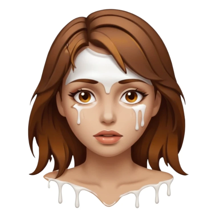 Brown Hair Woman , white paint , drip, face, hot  Sexy sticker