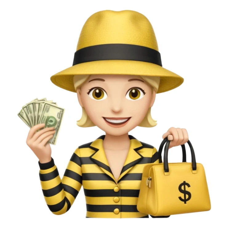 A Robber that just robes a bank** and that has yellow and black stripes that has a bag qith money inside with a chapeau sticker