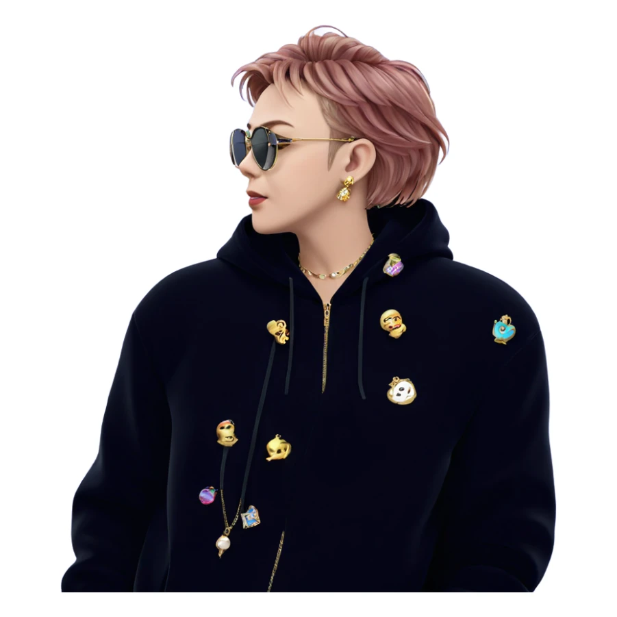 girl in profile with jewelry sticker