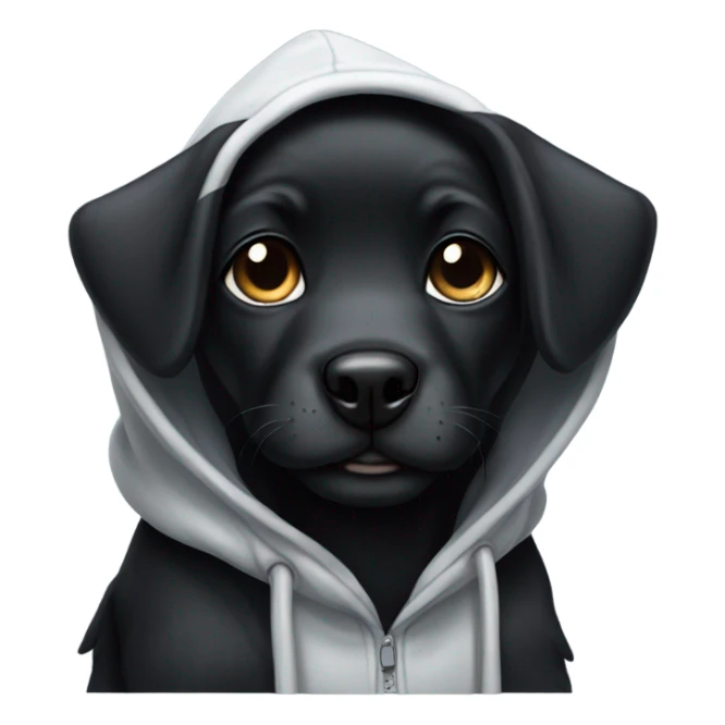 Cute black puppy with a hoodie on sticker