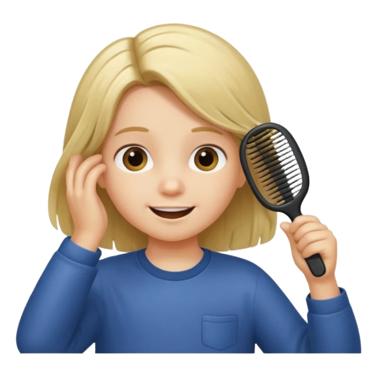 child combing their hair, happy and tidy sticker