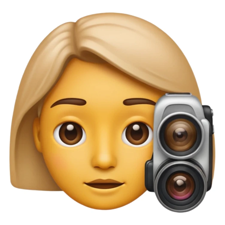 facial recognition emoji, a face with a camera or lens icon, apple emoji style sticker
