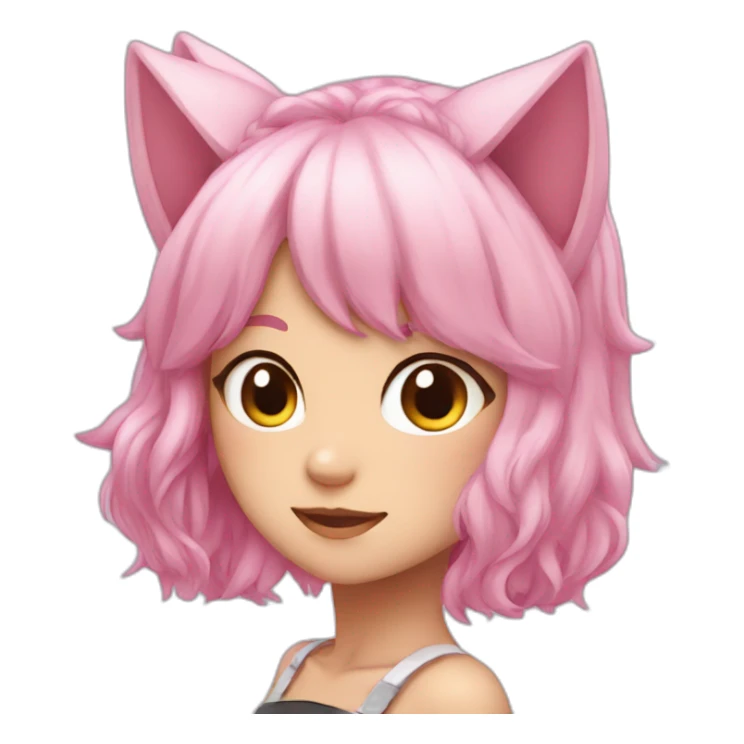 pink haired anime girl with cat ears sticker