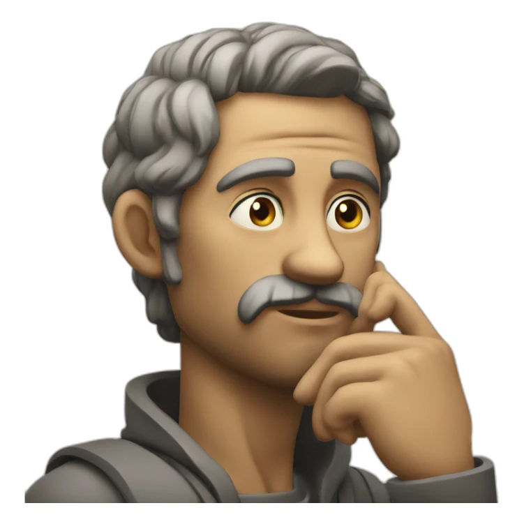 Stoic sitting and thinking with hand in his face cool pose sticker