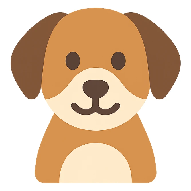 brown and white cartoon dog color icon sticker