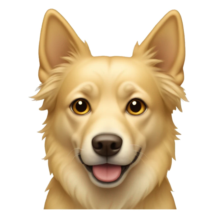 light yellow dog, pointy ears, brown eyes, light brown nose sticker