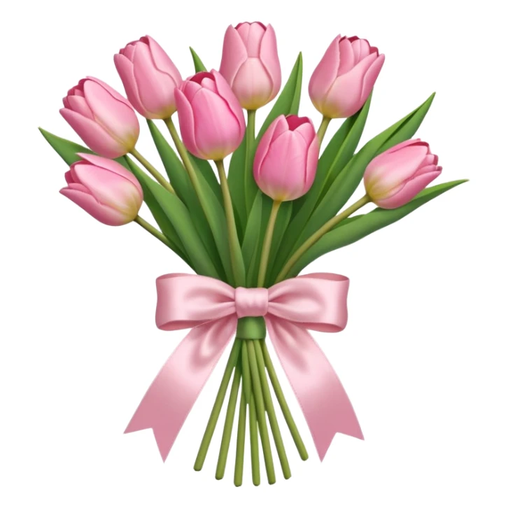 light pink tulip bouquet with light pink bow sticker