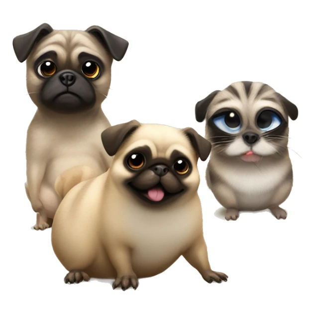 racoon hamster pug and cricket hanging out sticker