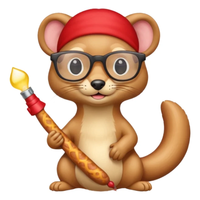Weasel with glasses and wiener in his hand sticker