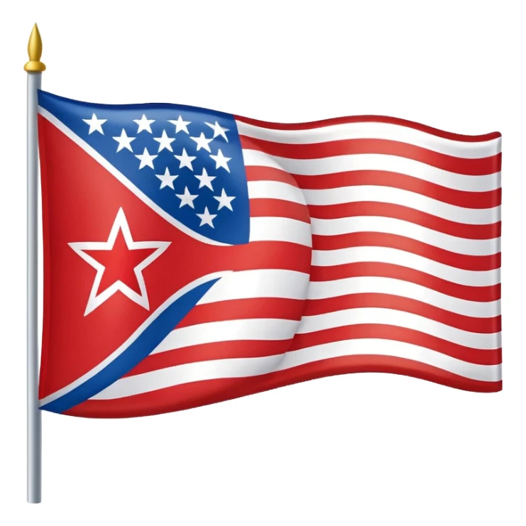 Let's talking about a emoji flag hack combination with Puerto Rico + North Korea emoji flag combination flag hack as a flag image by photo and flag with five red and white stripes, white star with north Korea flag style sticker