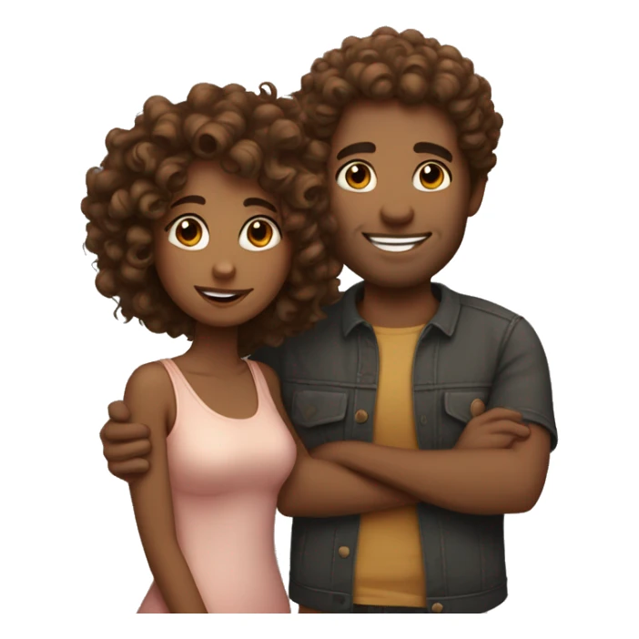 Curly girl with man love  sticker