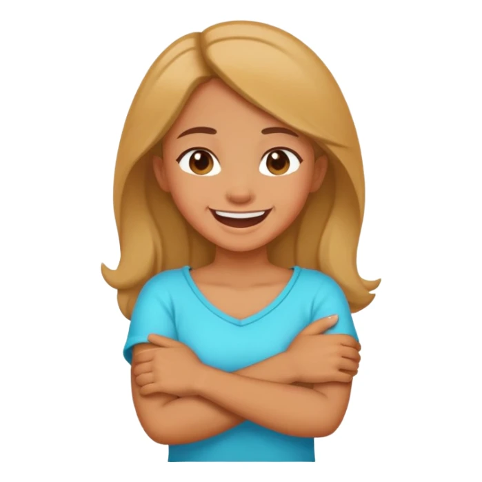 girl crossed arms holding neck laughing  sticker