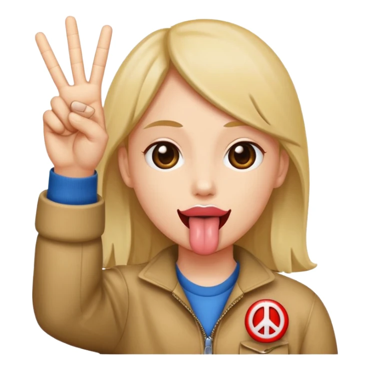 peace sign but up to there mouth with their tongue out sticker