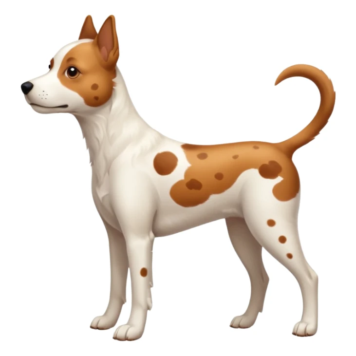 White dog with brown spots with only three legs, from the side  sticker