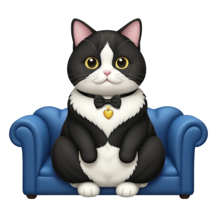 fat tuxedo cat sitting on a couch sticker