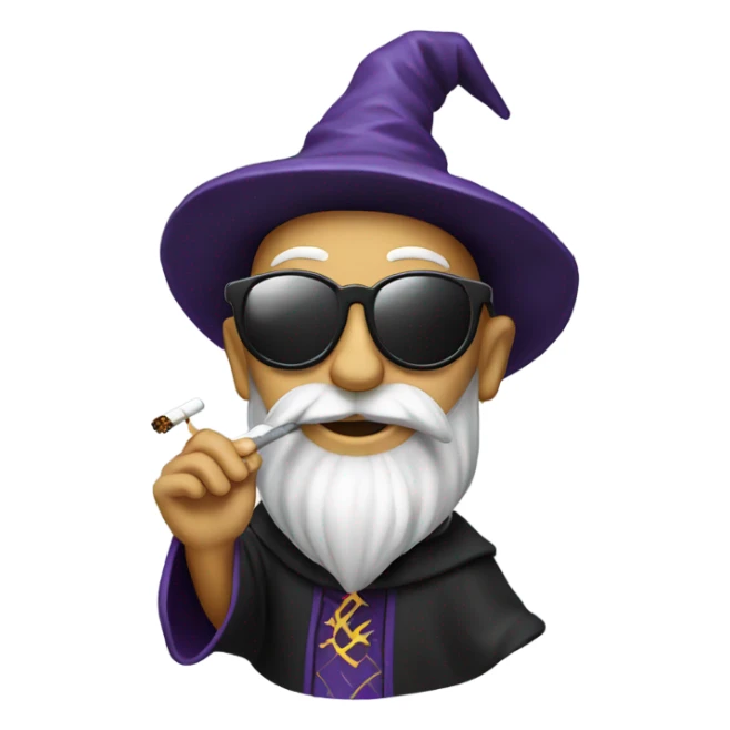 wizard with a cigarette in his mouth and sunglasses sticker