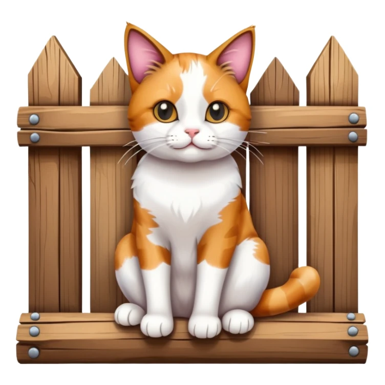 The cat is sitting on the fence. sticker