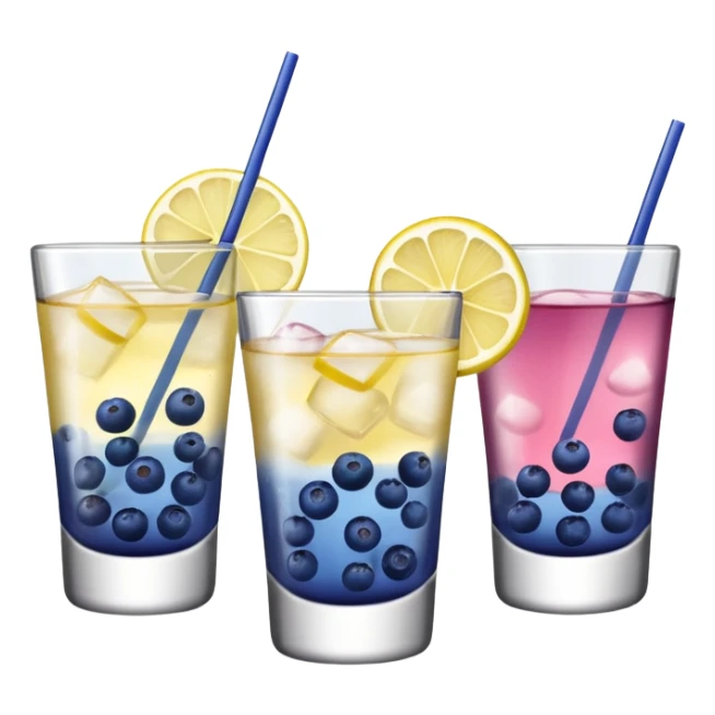 4 shotglasses with blueberry lemon drop in them  sticker