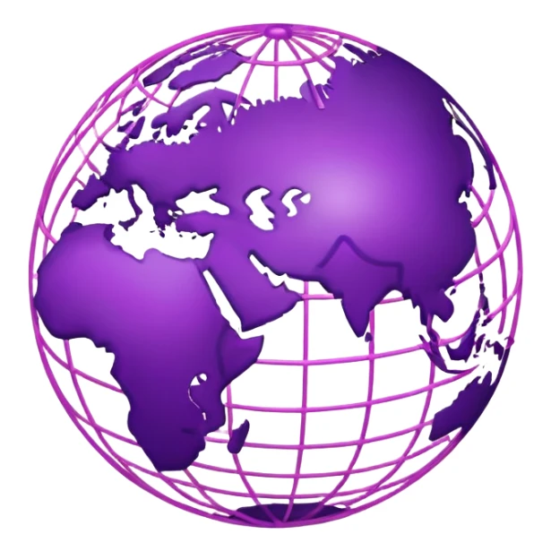 purple globe with pink network lines, shiny and simple sticker