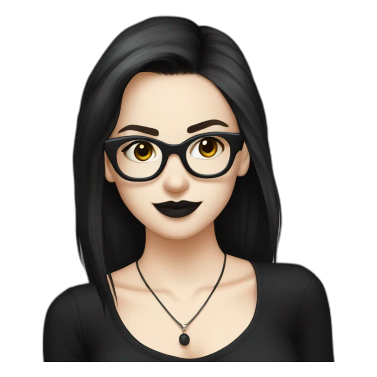 Tango-dancing-white-goth-girl-dark-hair-with-glasses-black-tshirt sticker