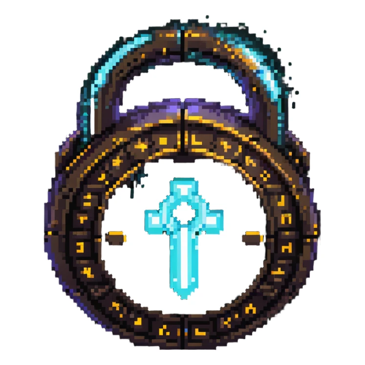 A fantasy magic lock with runes and glowing magical aura sticker
