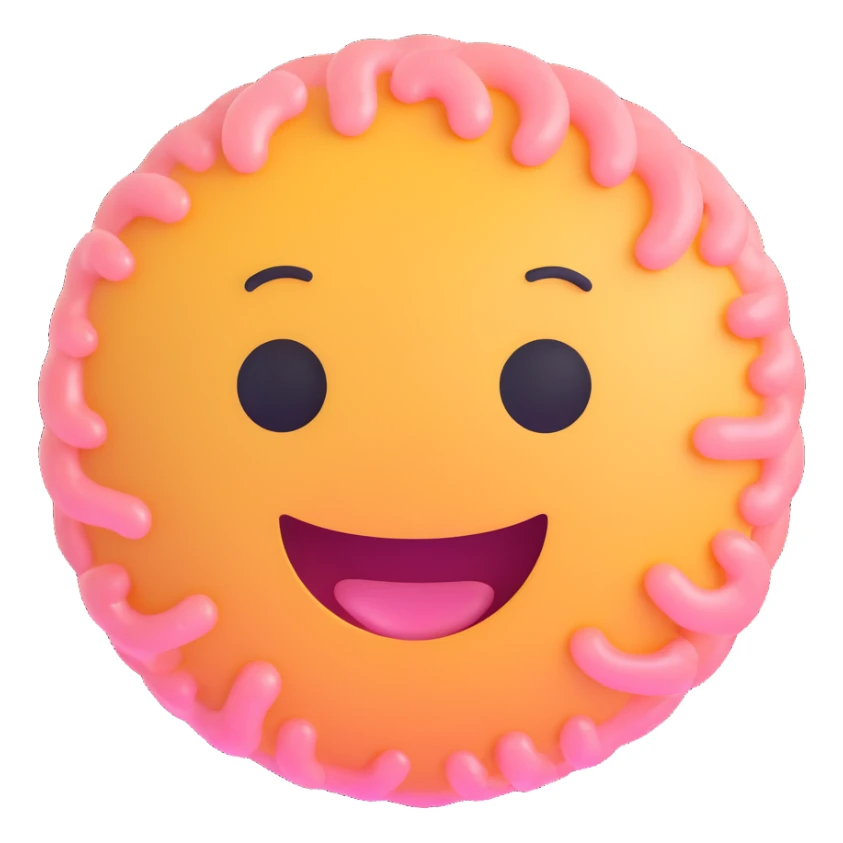 probiotic microorganism character emoji, round and cute bacteria shape with a smiling face, pastel colors sticker
