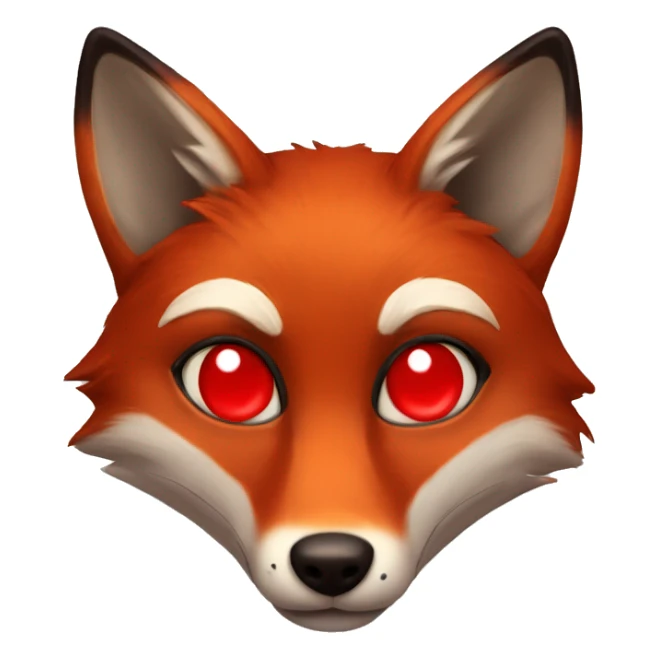 dark red fox face with tiny red heart instead of eyes sticker