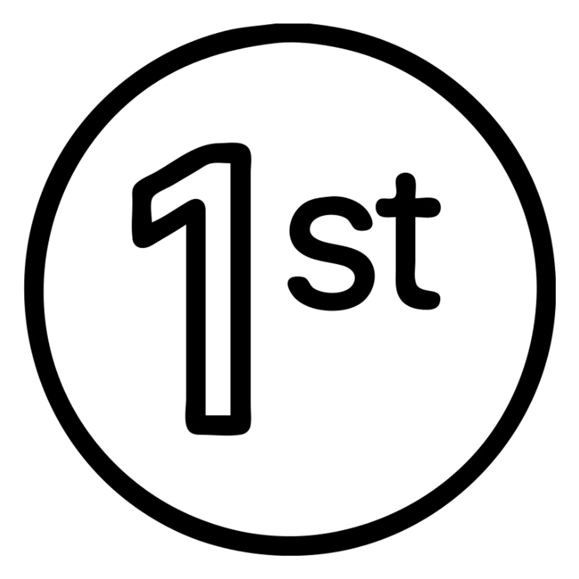 first ,a 1 in a circle with 'st' in the circle sticker