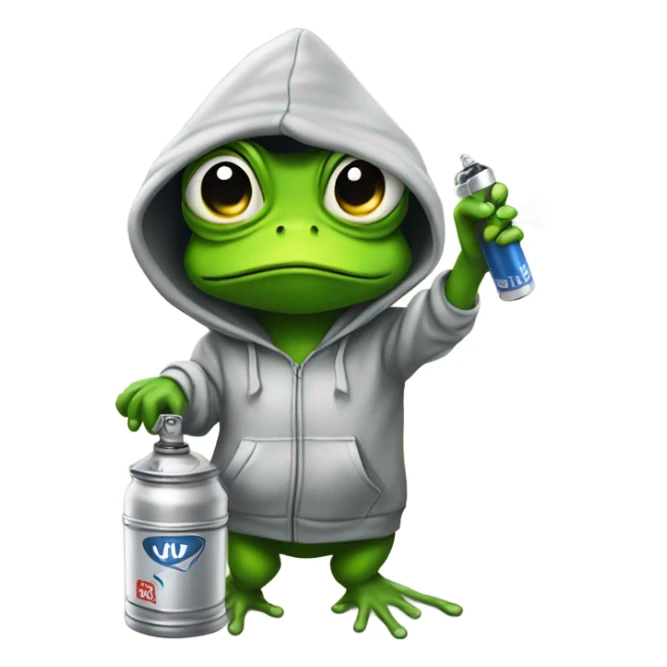 Hot female Frog in a hoodie with a spray can doing graffiti  sticker