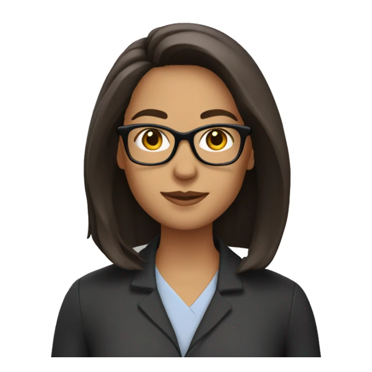 teacher with shoulder length dark brown hair and glasses sticker